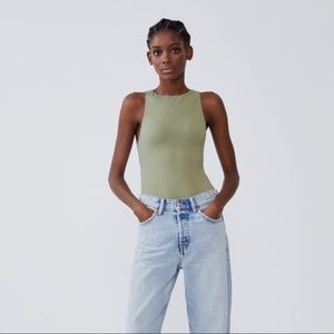 Zara Halter Body Suit in Sage